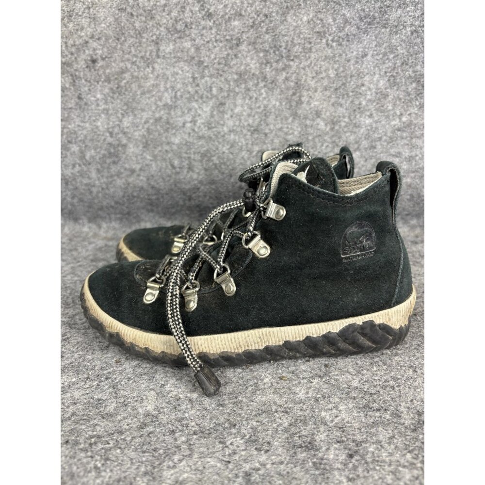 Sorel Shoes Youth Size 4 Black Waterproof Suede Hiking Boots NY3992-010 Outdoor‎